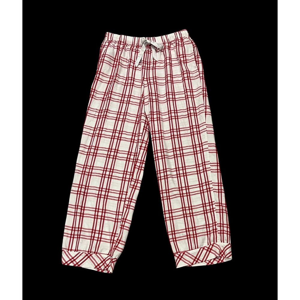 Victoria's Secret Peppermint Plaid Print Flannel Pajama Pants Cotton Blend Sz M